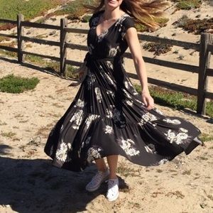 Free People Black Floral Midi Dress